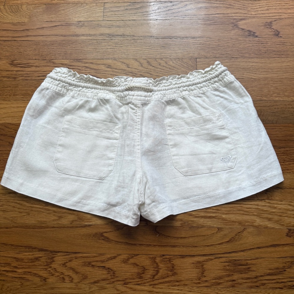 Roxy Off White Drawstring Beach Summer Shorts M - image 4